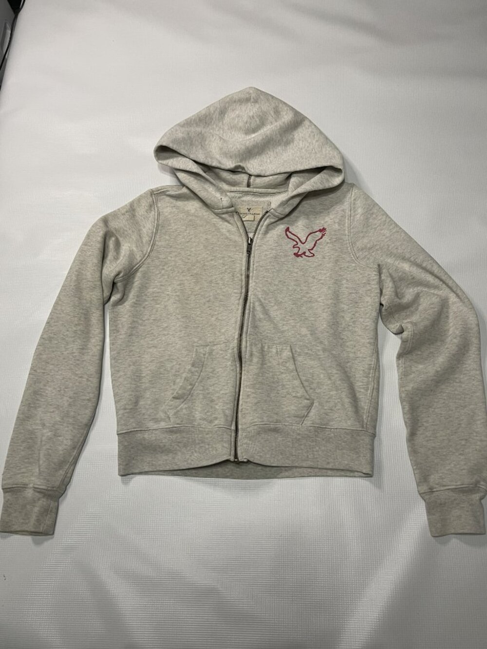 American Eagle Outfitters Seventy Seven '77' Heather Gray Full-Zip Hoodie